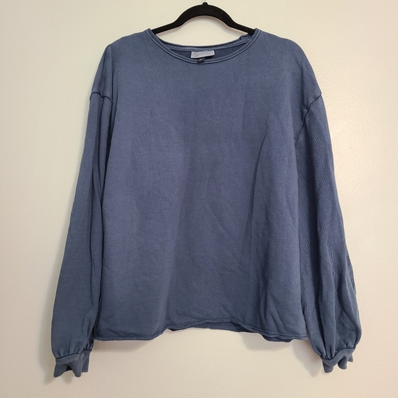 Universal Thread Women's Puff Sleeve Pullover Blue Casual Minimal Sweatshirt XL - Picture 2 of 5